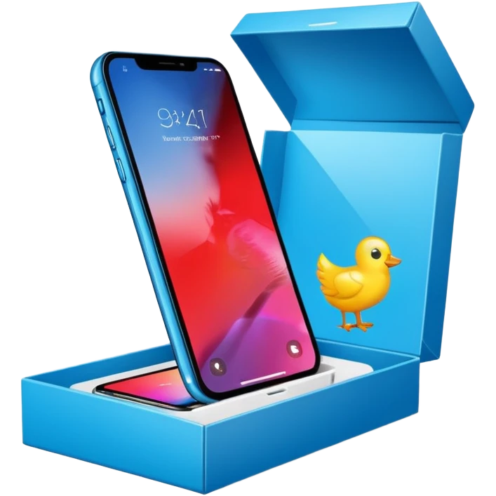 shiny new phone in a retail box emoji