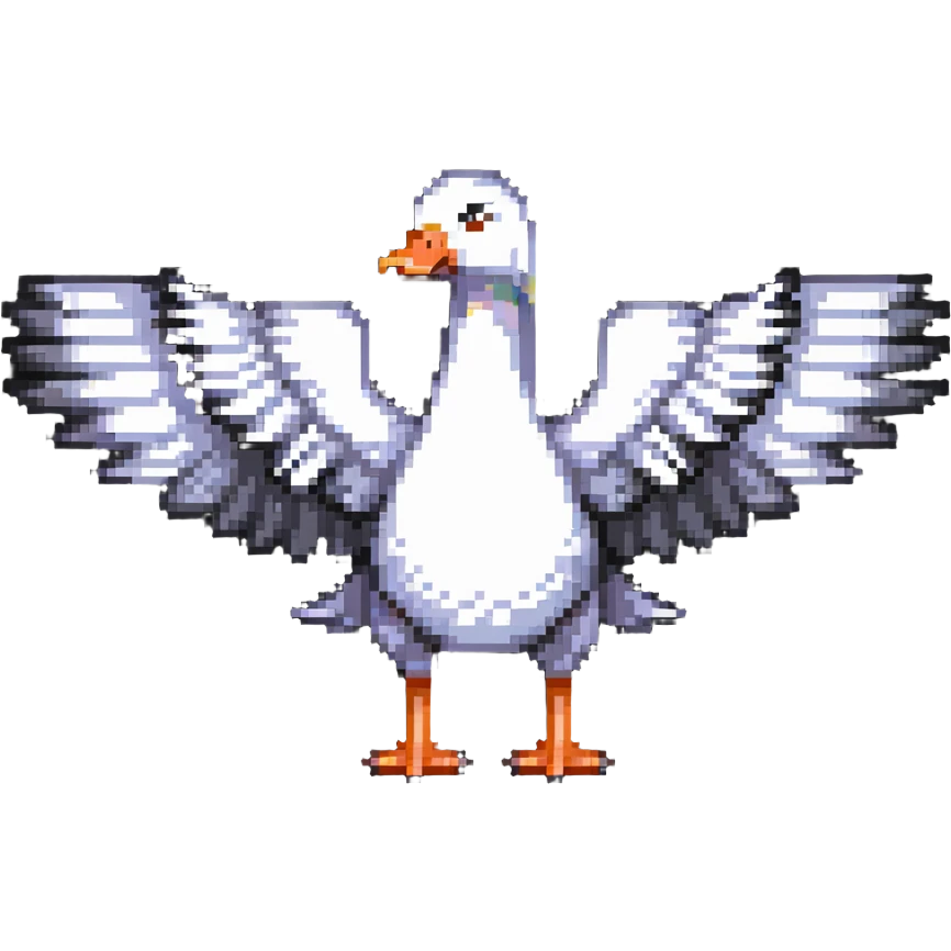 goose with wings spread out in t pose emoji