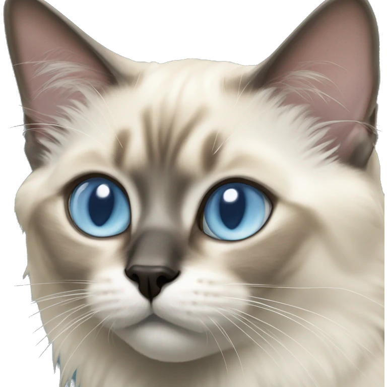 Balinese cat with light blue eyes and medium length fur emoji