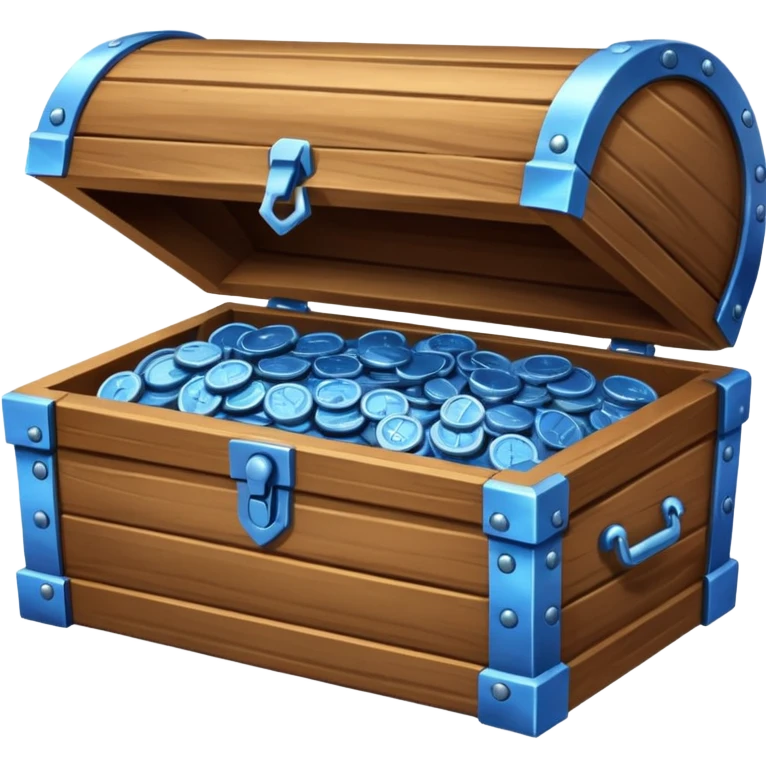 wood chest of blue coins emoji