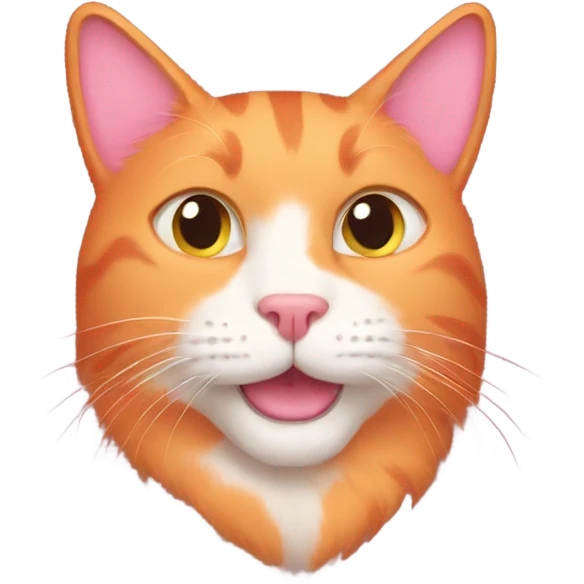 orange cat surrounded by pink hearts emoji