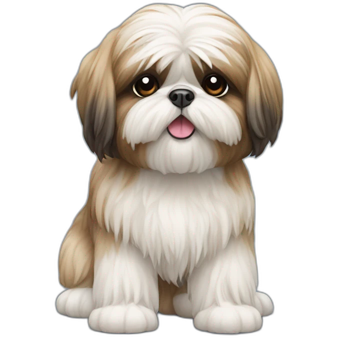 Dog Shih Tzu with long wool full-height stand up emoji