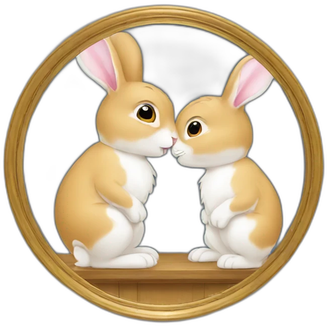 rabbit kissing a miror emoji