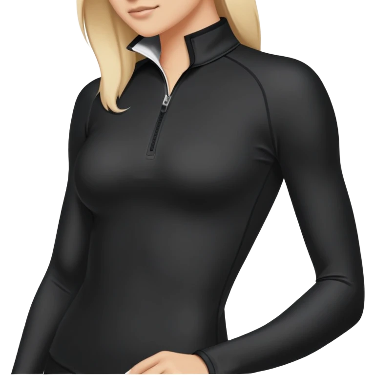 Black athletic quarter-zip top with spandex material and collar emoji
