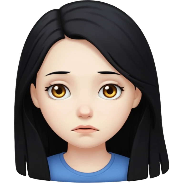 Pale girl with long black hair sad emoji