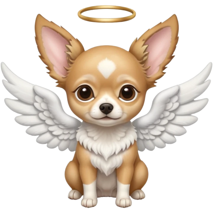 white and tan deer head chihuahua with angel wings emoji