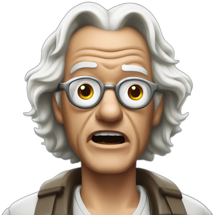 Doc brown from back to the future looking shocked and his mouth wide open. emoji