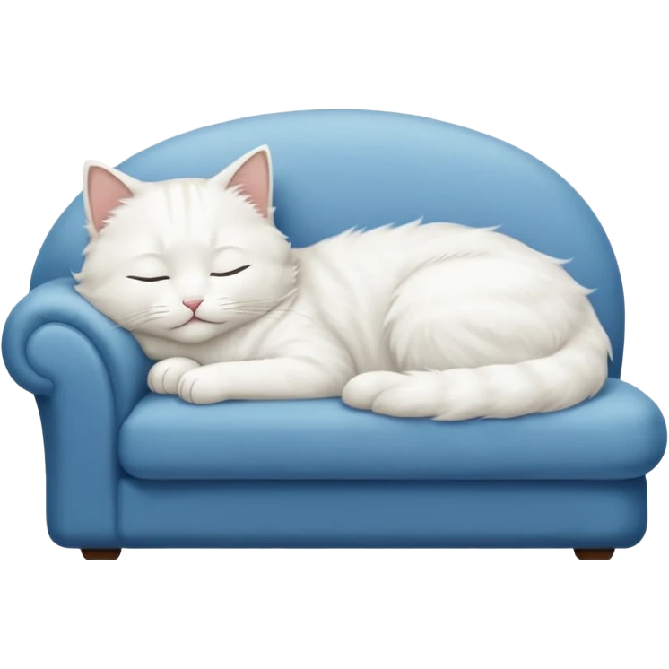 Sleeping white cat on a couch emoji