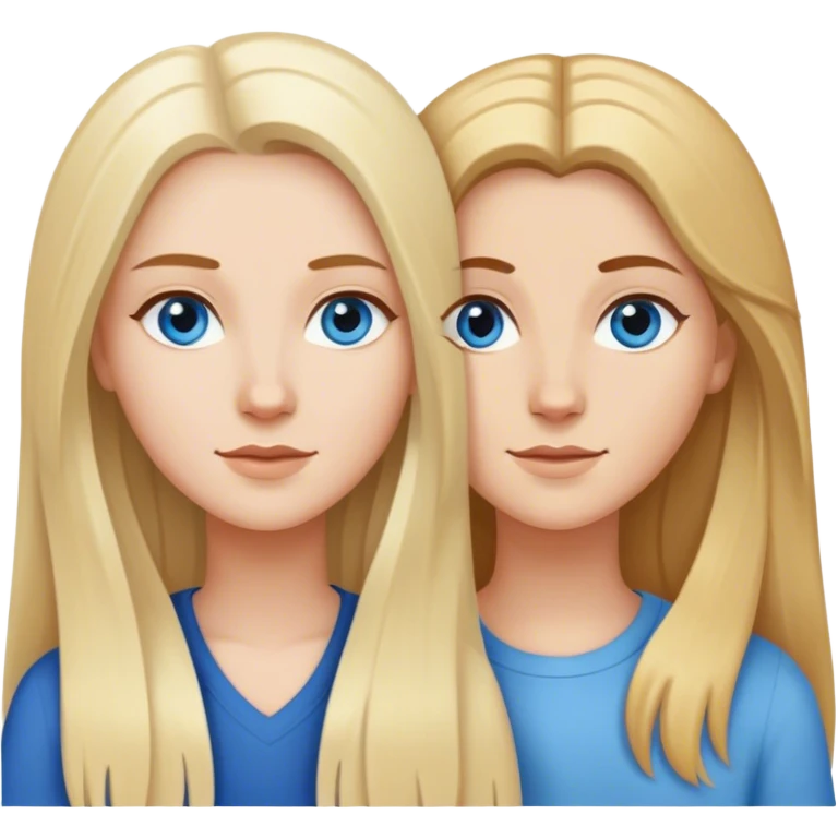 Lesbian couple ( one white girl with long blond hair and blue eyes) ( the second white girl with long brown hair and hazel eyes) emoji