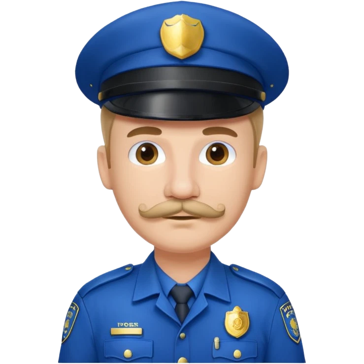 Male police officer wearing white cap, mustache, realistic portrait emoji