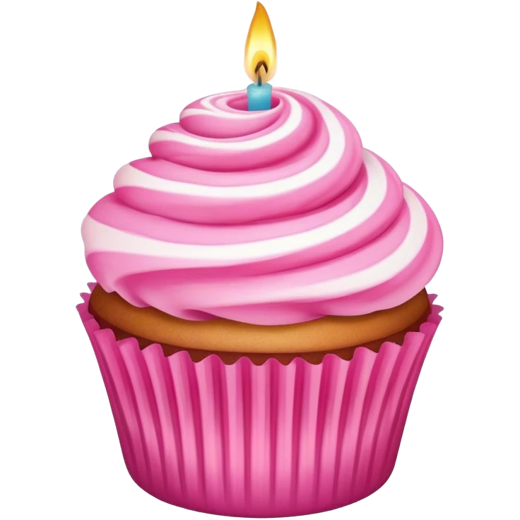 Pink swirl cupcake with candle emoji