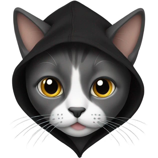 Cat wearing black hoodie emoji