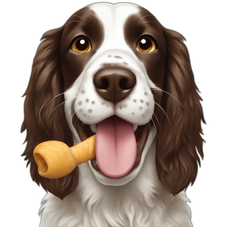 Springer spaniel stick in mouth emoji