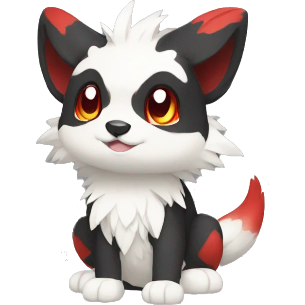 Cute cool black red white animal hybrid Fakemon full body emoji