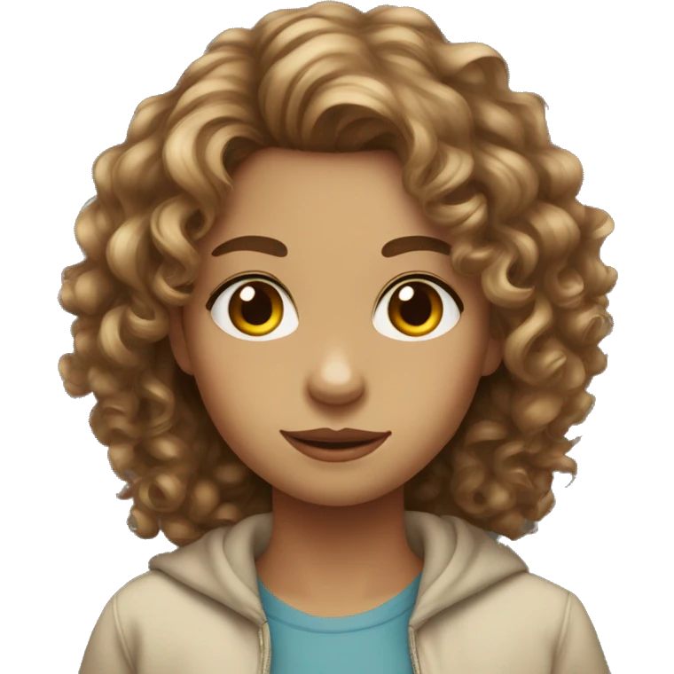 Girl long curly brown hair hazel eyes  emoji