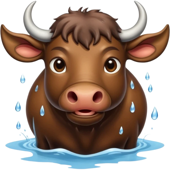 A funny water buffalo in the water  emoji