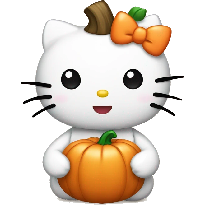 Hello kitty with a pumpkin on head emoji