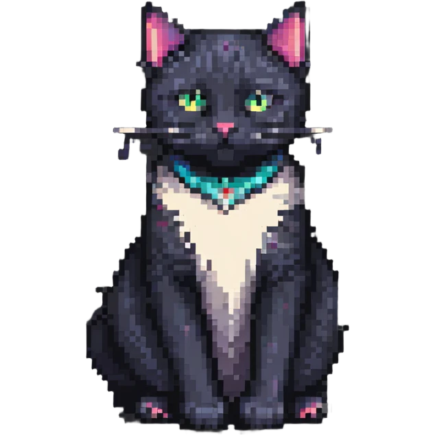 black cat sitting, simple and cute emoji