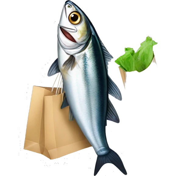 Sardines holding shopping bags emoji
