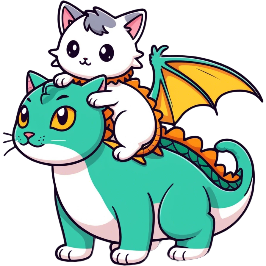 Cat riding a dragon emoji