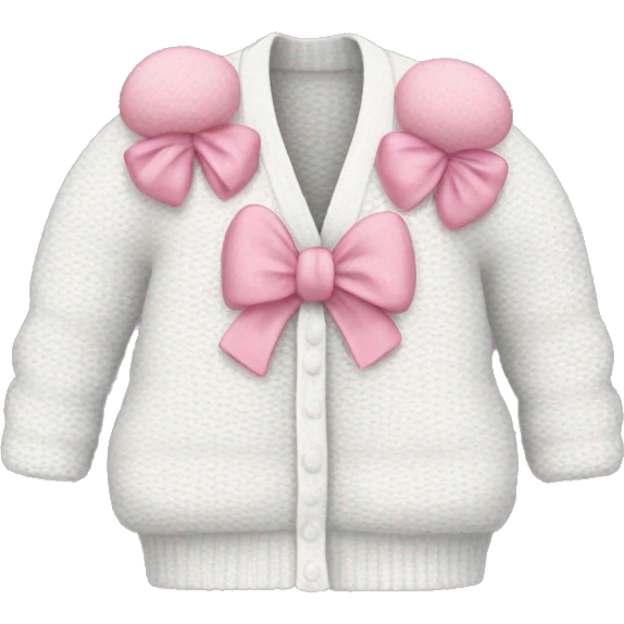 white puffy cardigan with pink bows emoji