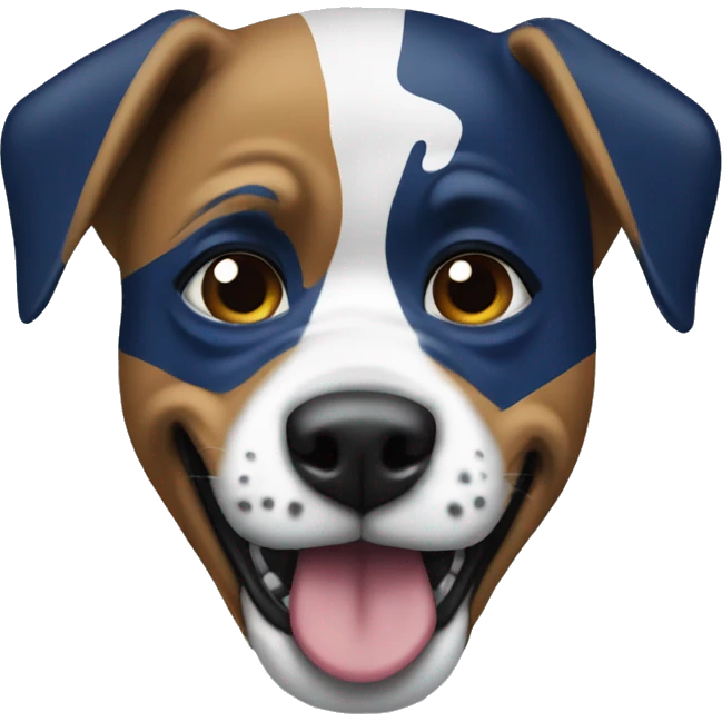 A dog that is a Tennessee Titans fan with a Raven in its mouth emoji