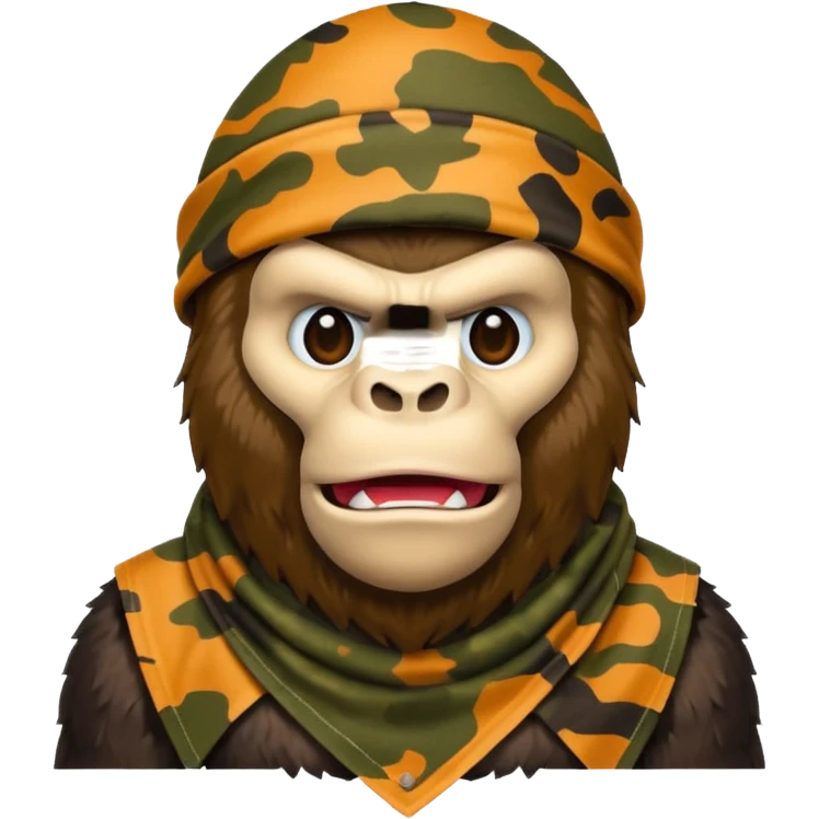 King Kong  emojie wearing a camouflage bandana emoji