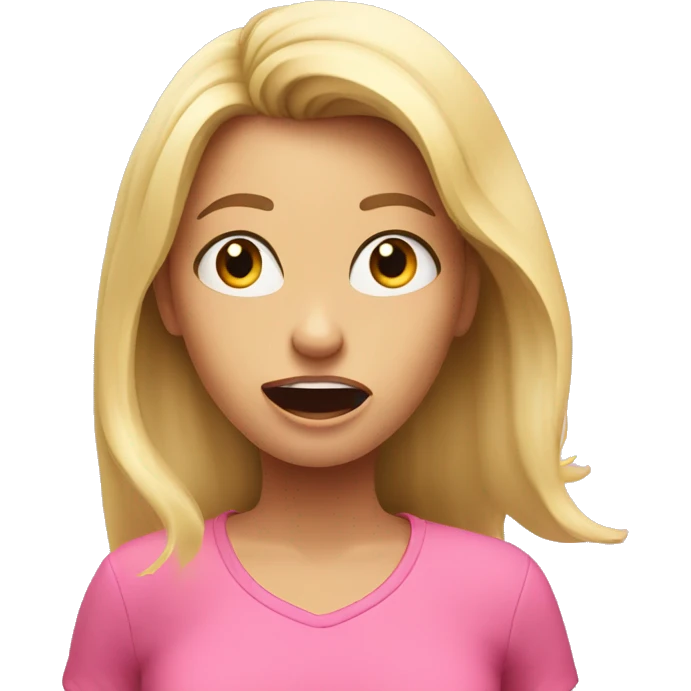 Shocked blonde girl in pink top emoji