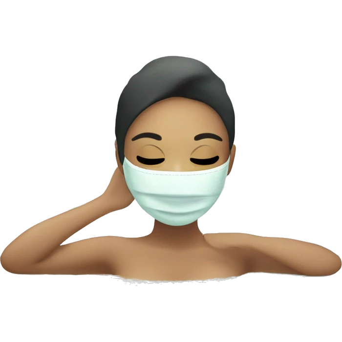 Lady with face mask spa beauty full face relaxing emoji