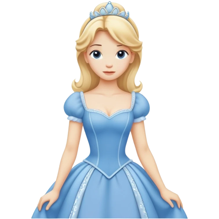 full body Cinderella with blue dress and blonde hair, showing entire figure from head to feet, minimal style emoji