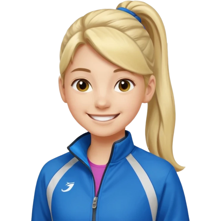 active ponytail hair teen girl in sport jacket smile happily  emoji