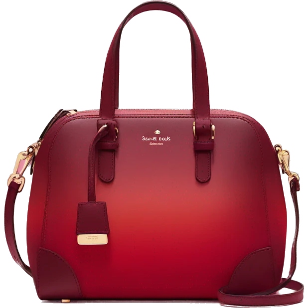 Realistic isolated dark red to candy apple red ombre kate spade satchel purse.  emoji