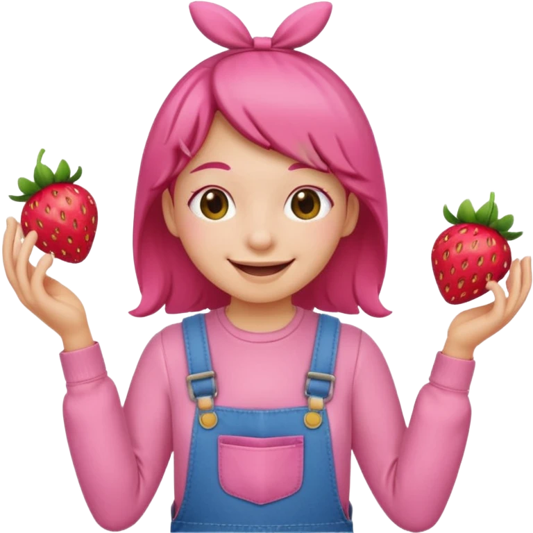 Pink Strawberry overalls emoji