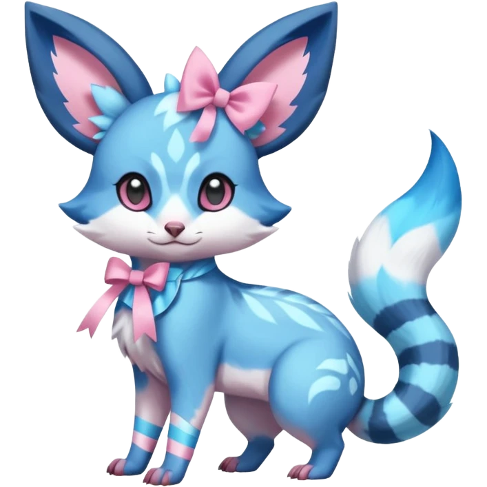 Rare realistic cute adorable epic aesthetic colorful Amaura-Sylveon-Glaceon-Civet-Genet-species-Fakemon-hybrid-creature, with markings, full body emoji