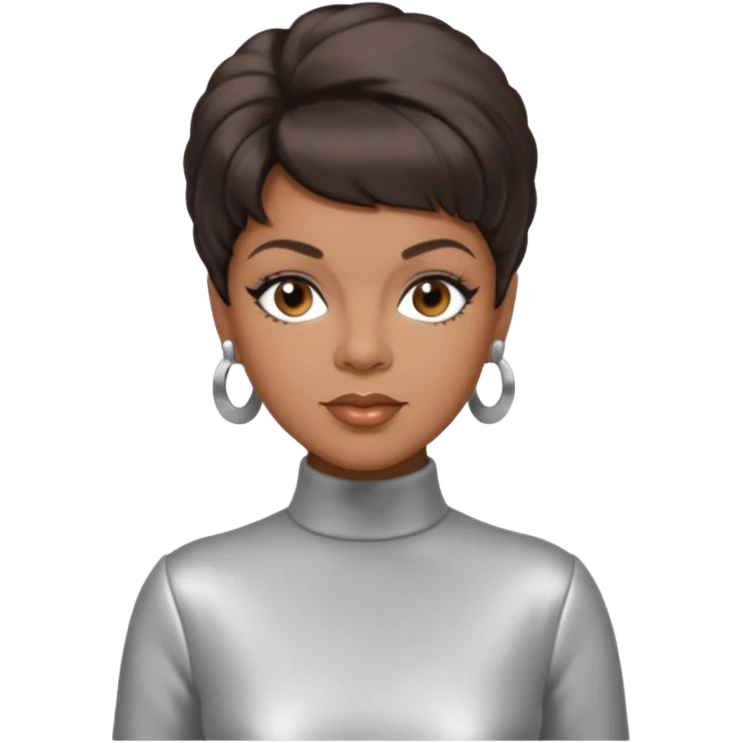 Florence Ballard from The Supremes with dark brown hair, silver outfit emoji