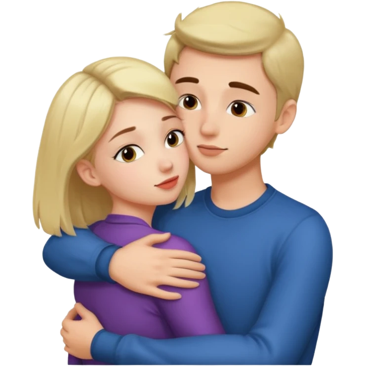 Girl kissing her boyfriend while her arms around her neck and his hands on her ass emoji