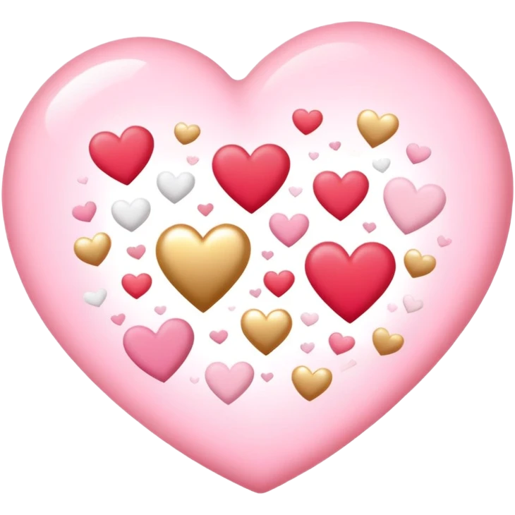 Romantic pastel red and pink and white and gold hearts emoji