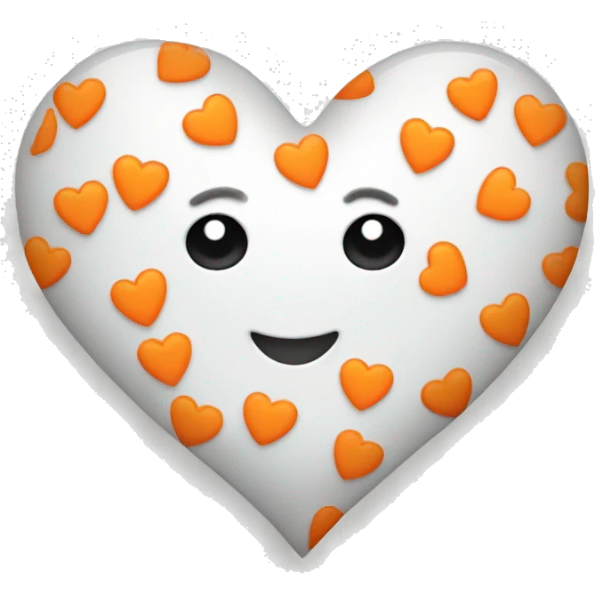 Half white and orange heart emoji