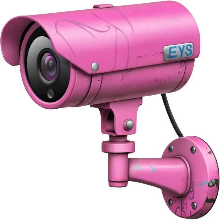 Security Camera pink with graffity emoji