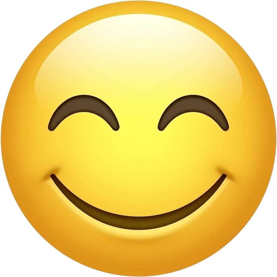 Círculo amarelo sem sobrancelhas sorrindo emoji