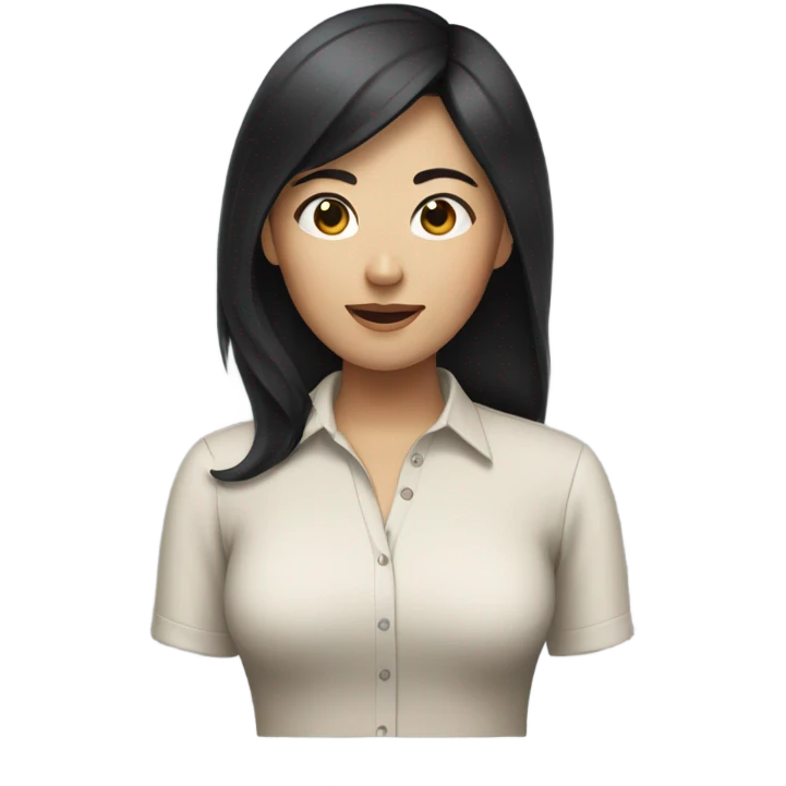 asian woman black hair, casual shirt emoji