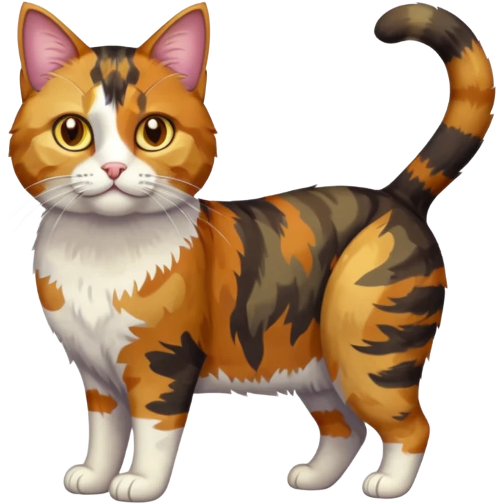 full body colourful light patched calico tabby cat with hazel eyes emoji