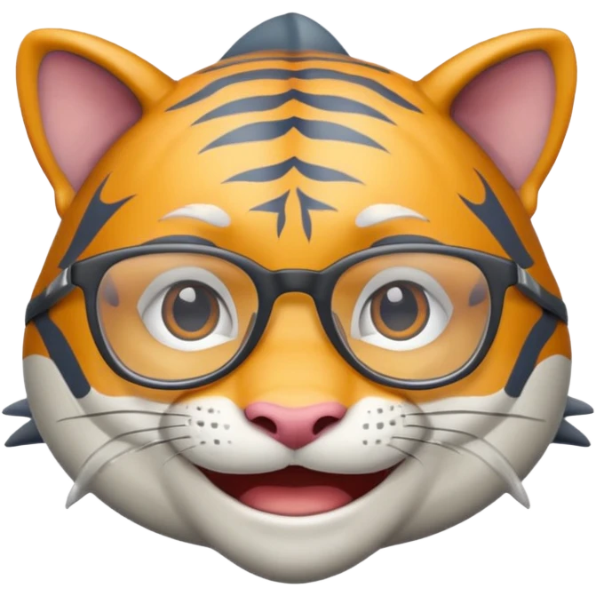 create me a slack emoji of a very old tiger shark with grey hair and glasses emoji