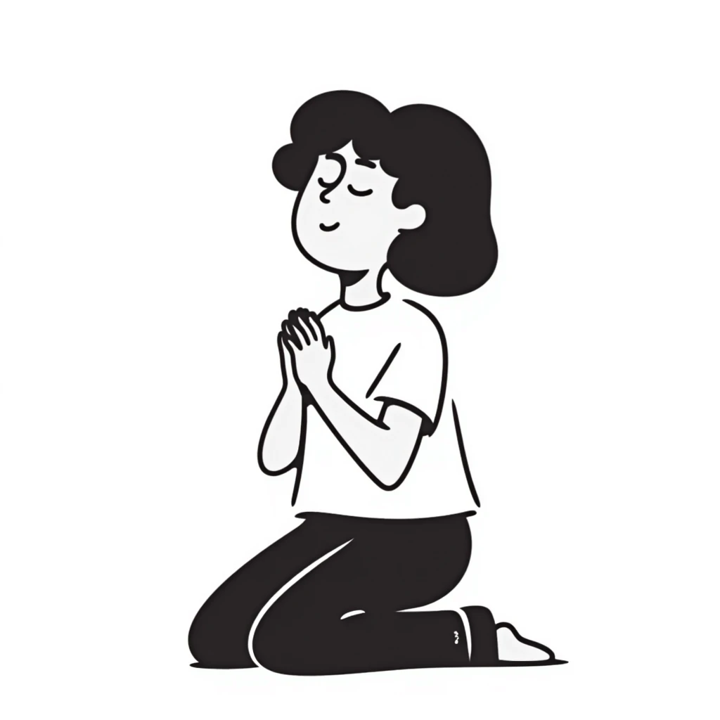 hand-drawn doodle of a person praying emoji
