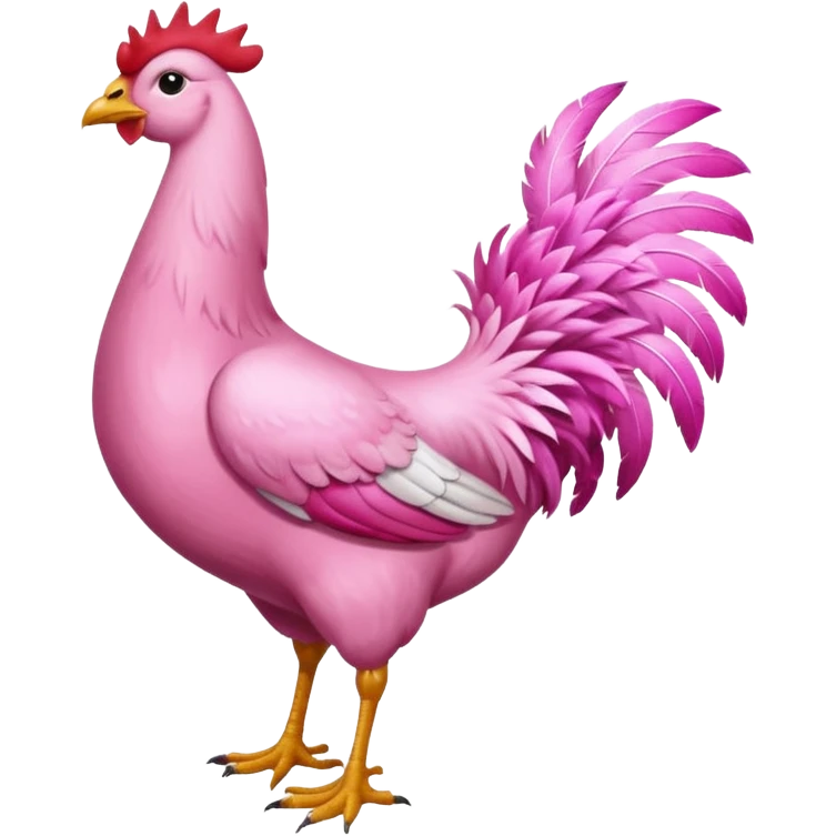 Gallina de pelaje rosa fuerte mezclada con una jirafa sin manchas emoji