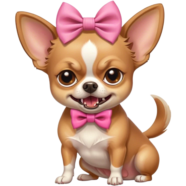 Angry girly chihuahua with bow growling emoji