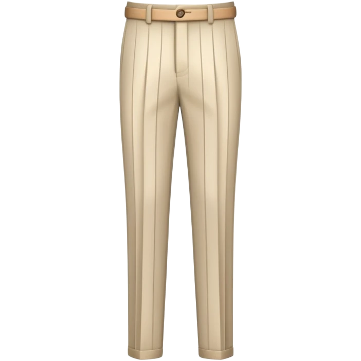 beige dress pants with distinct white vertical pinstripes, formal trousers with cuffed hem, clear vertical lines, isolated garment only on white background, no model emoji