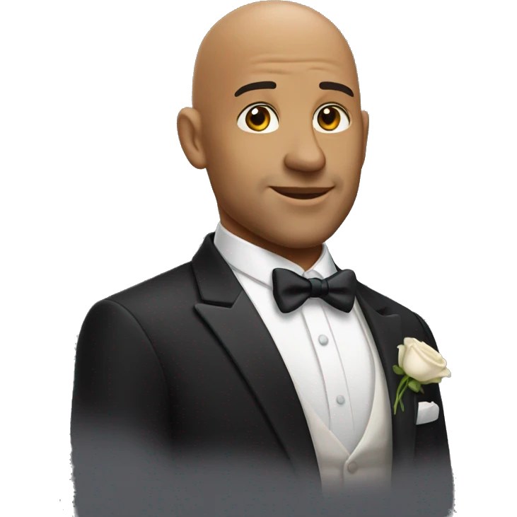 bald man in tuxedo and Marriage emoji