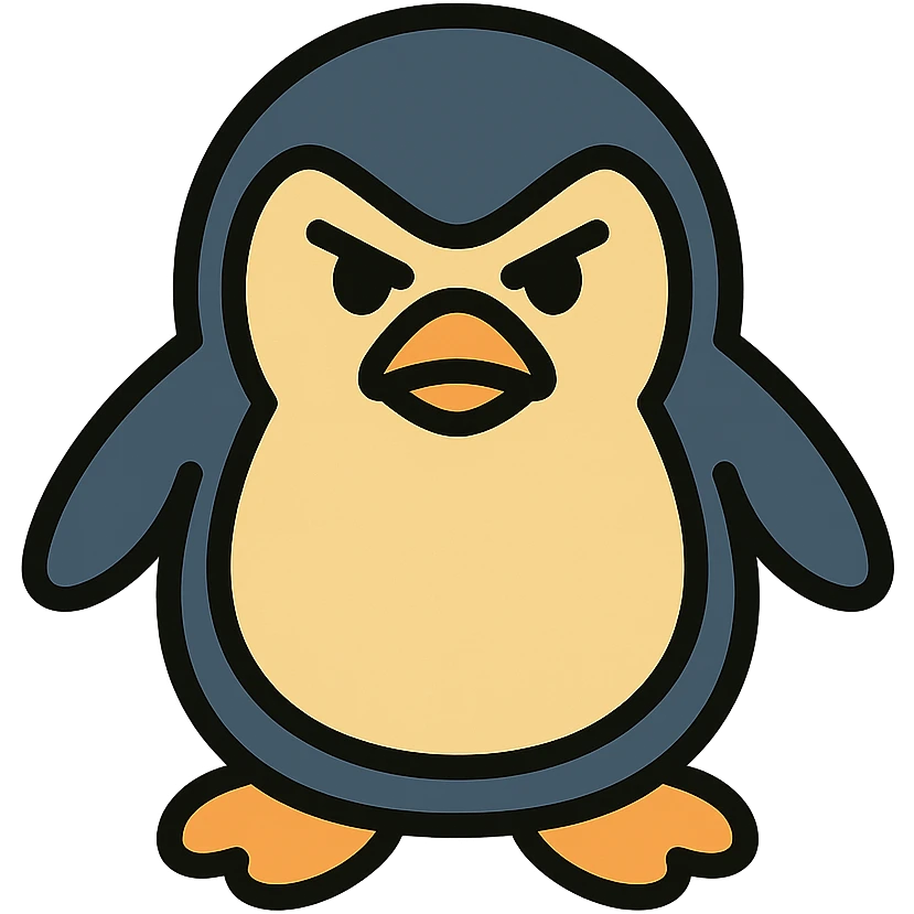 angry penguin color icon with black outlines emoji