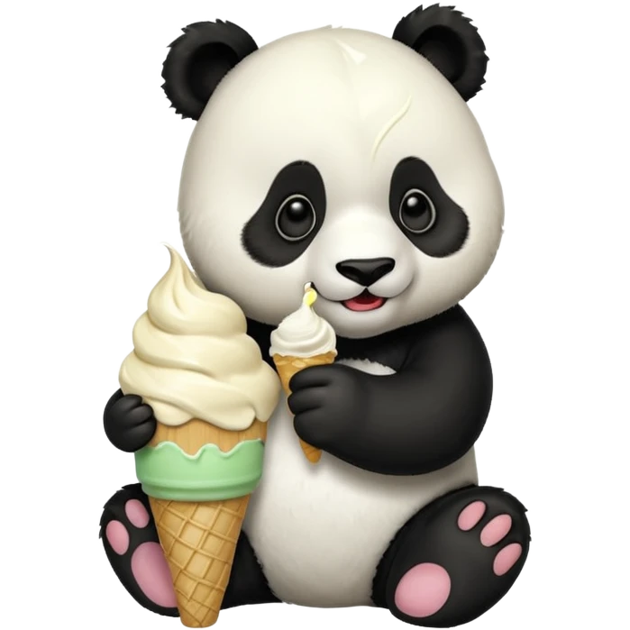 Panda eating ice cream emoji